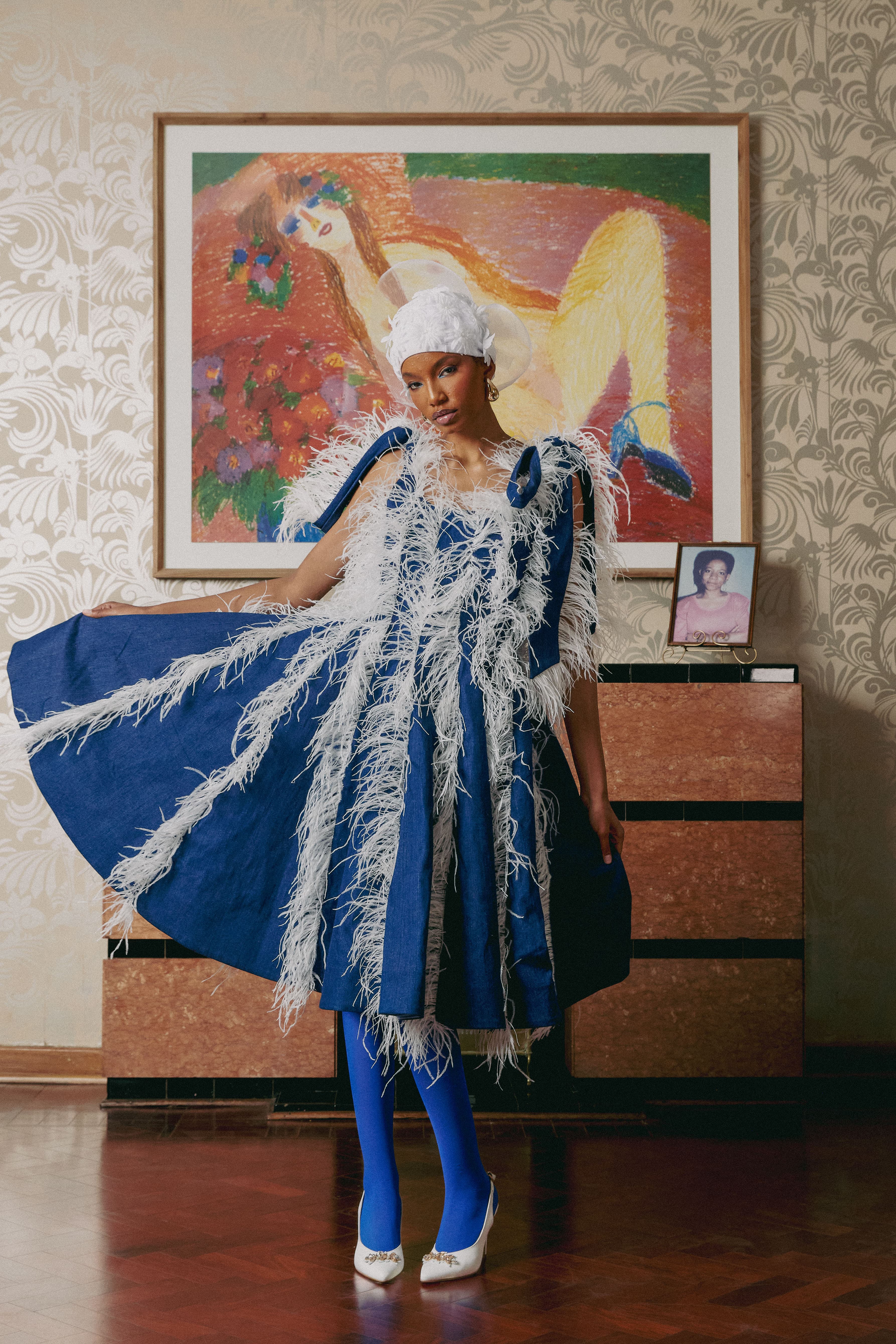 Denim Ostrich Dress