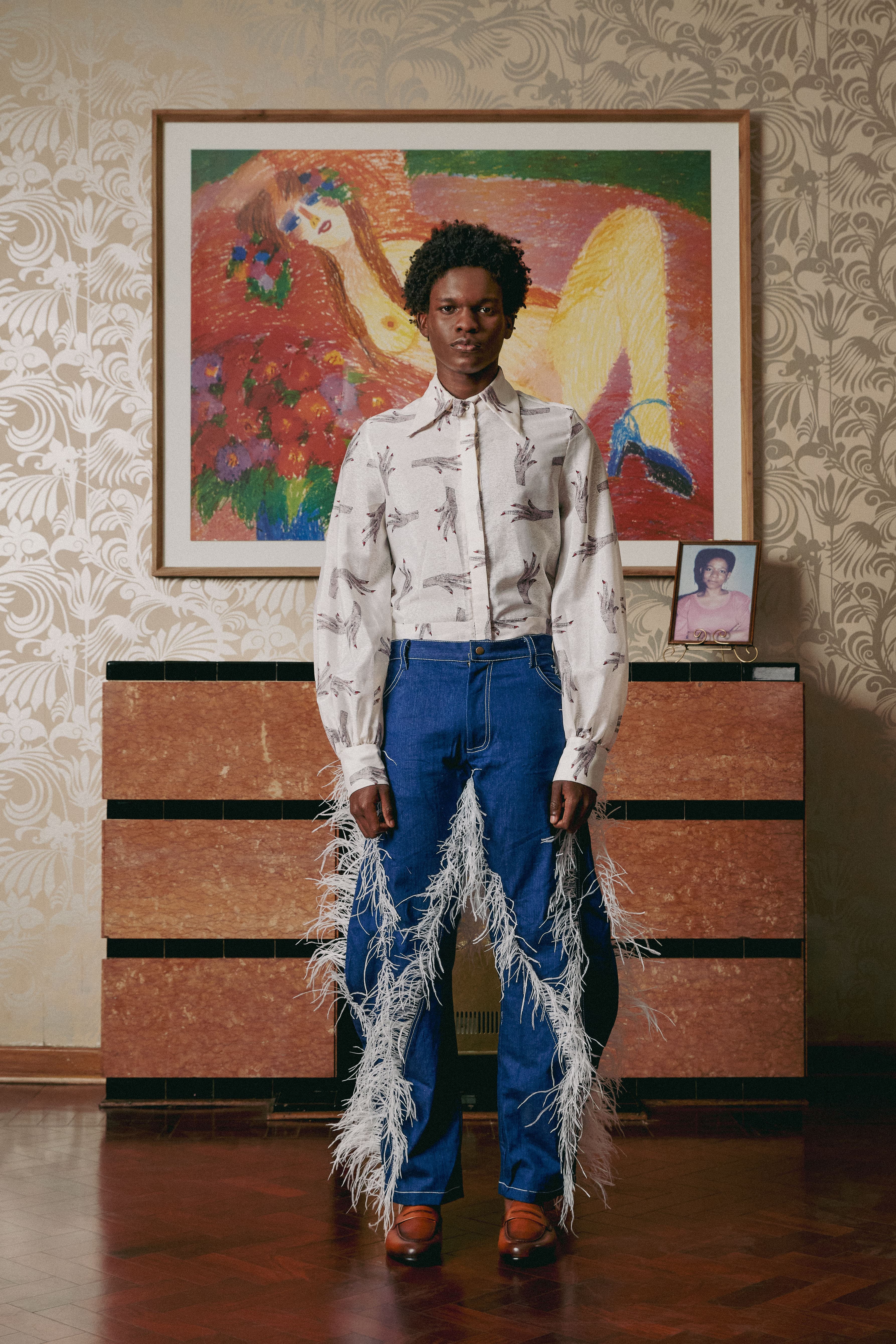 Ostrich Feather Denim Jeans