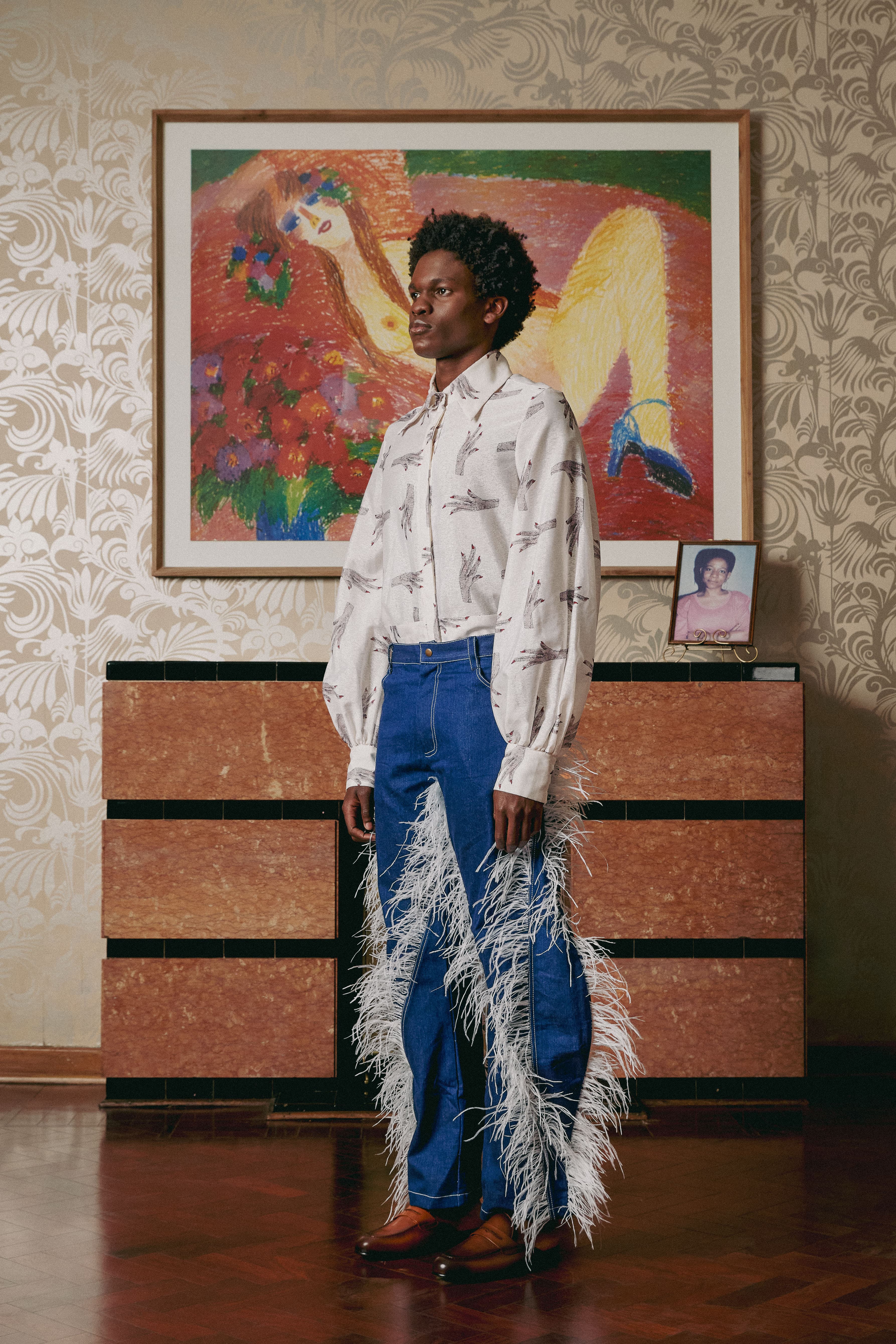 Ostrich Feather Denim Jeans