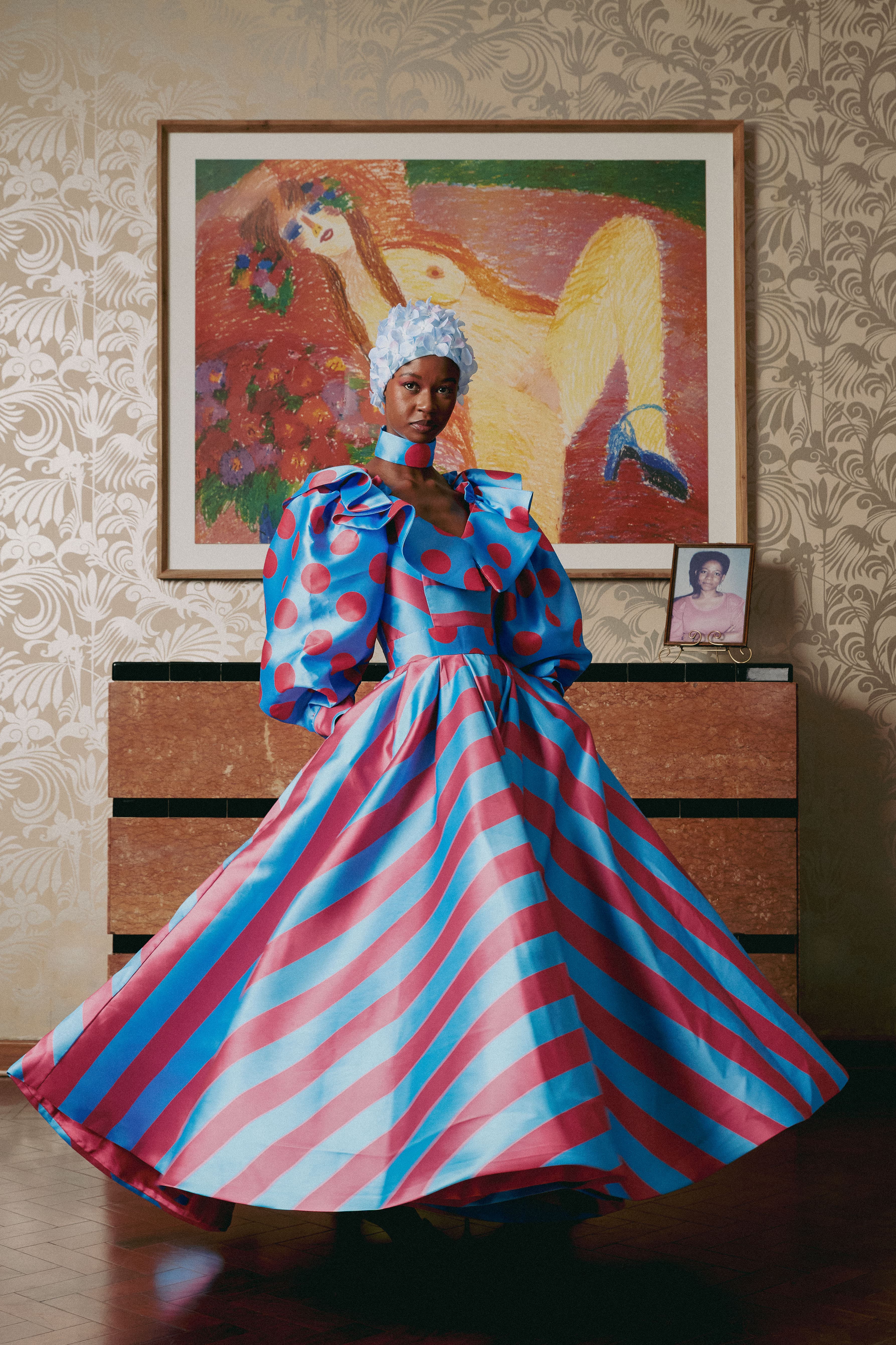 Blue & Pink Polka Stripe Dress