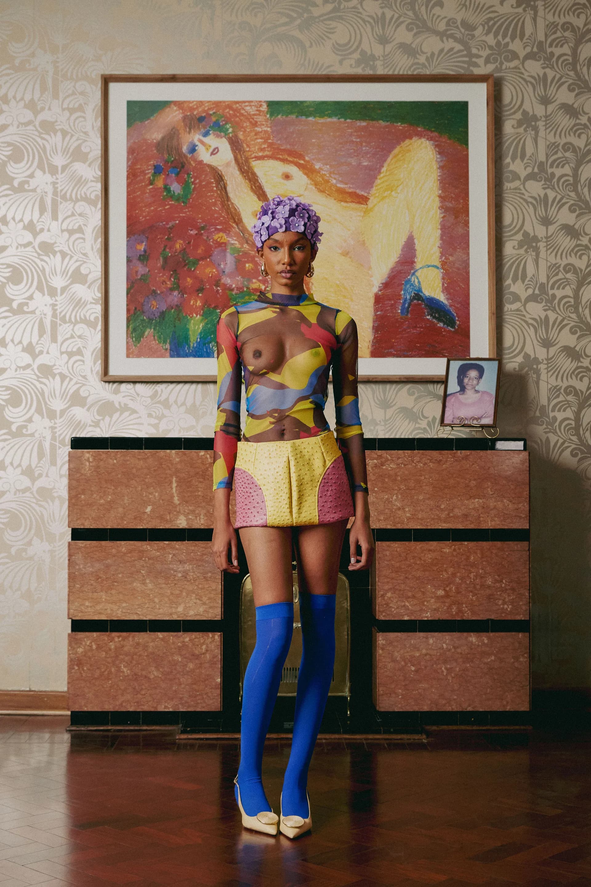 Zodwa — Look 7 (2 tone Ndile skirt with the Ndile mesh bodysuit)